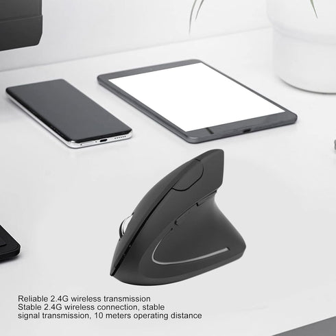 Jectse Ergonomic Vertical Mouse, 2.4G Wireless, Adjustable DPI, Battery Powered, Lighted, Quiet, Ideal for Gaming and Working