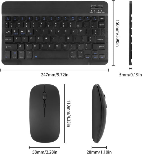 Bluetooth Keyboard and Mouse Combo, Ultra Slim Rechargeable Portable Wireless Keyboard Mouse Set for Android Windows