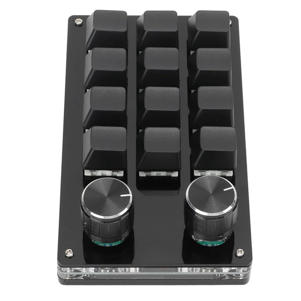 One Handed Macro Mechanical Keyboard, 12 Key Multifunction DIY Programmable Keypad for Office Gaming Lab