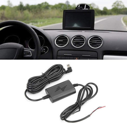 Dash Cam Hardwire Kit - 12V/24V to 5V 2.5A Parking Monitor Converter Cable, Left Angle Mini USB