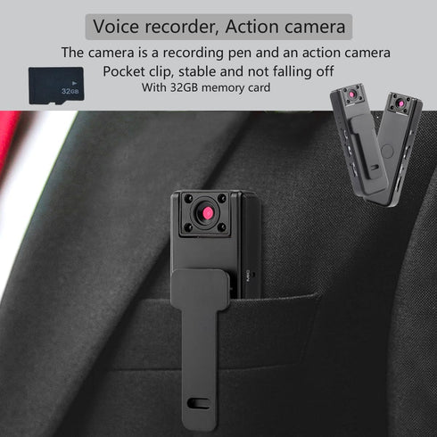 WAONIQ 32g 1080p 180 500mAh Body Cameras with Audio and Video Recording, HD Wearable Camera with Night Vision