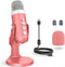 ZealSound Gaming USB Pink Microphone with Quick Mute for Phone, Computer, PC, PS5, Studio Mic with Gain Control, Echo &