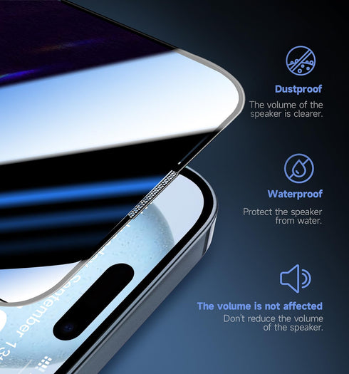 MAGIC JOHN Privacy Glass Screen Protector for iPhone 15 (6.1") - 2 Pack, Easy Bubble-Free Installation, Auto
