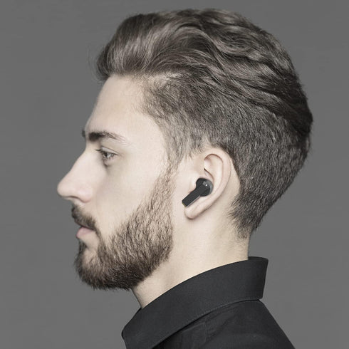 Black True Wireless Earbuds, Bluetooth 5.0, Touch Control, Active Noise Cancelling, Type-C Charging Case 320mAh