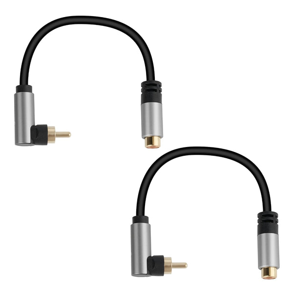 RCA Audio Extension Cable (2 Pack), 90 Degree RCA Male to Female Lead Cable, Digital Coaxial Audio Cable for Home