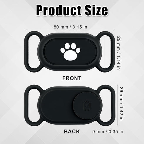 2pcs Dog Collar Holder for Galaxy Smarttag2, Silicone Pet Collar Case Cover Cute Claw Style Waterproof Protective Case Cat Collar Holder Accessory for Samsung Smart Tag 2 (Black, Gray)