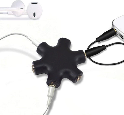 onelinkmore Headphone Splitter, 5-Jack 3.5mm Stereo Audio Adapter, 1 Male to 4 Female Splitter with Cable