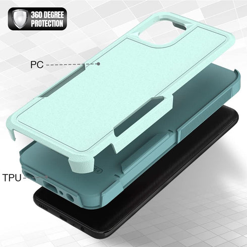 Galaxy A04e 4G Case - PC+TPU Two-in-one Double-Layer Anti-Fall Mobile Phone Protective Case (Mint Green)
