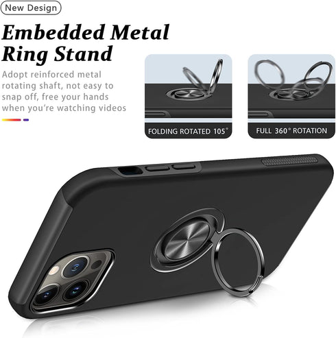 PELEPUES Shockproof Case for iPhone 13 Pro Max, Military Grade Cover with Embedded Finger Ring