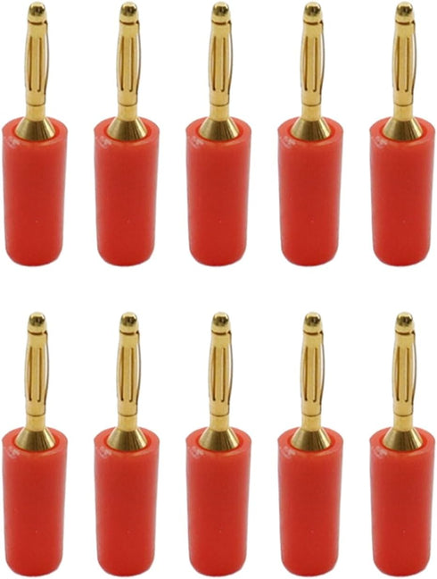 2mm Gold Plated Banana Plugs for Speaker Wire, 10Pcs Red Musical Cable Connectors for Amplifier