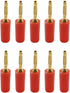 2mm Gold Plated Banana Plugs for Speaker Wire, 10Pcs Red Musical Cable Connectors for Amplifier