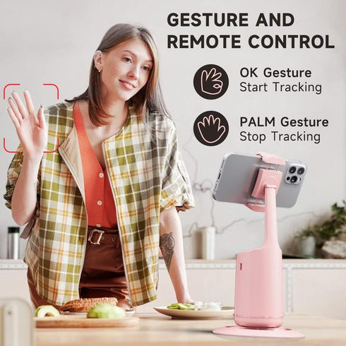 Auto Face Tracking Tripod, 360° Rotation Auto Tracking Phone Holder with Remote and Gesture Control