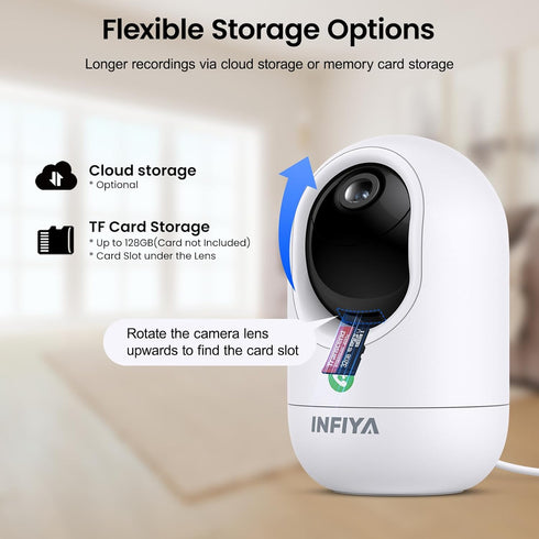 INFIYA 2K K7 1Pack (2.4GHz Baby Camera-WiFi Home Security Cameras Indoor via One-Tap Call with Elderly/Baby/Nanny