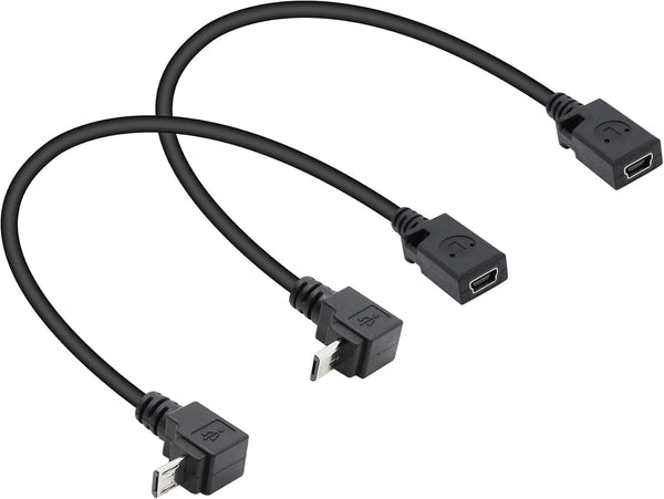 Micro USB to Mini USB Adapter Cable 27CM, Up & Down Angle Micro USB Male to Mini USB Female Charging and Data Sync Cord