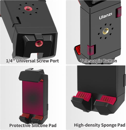ULANZI ST-29 Phone Tripod Mount, Universal 2-in-1 Tablet Smartphone Holder Adapter with Cold Shoe Mount, 2.6"-8.8"