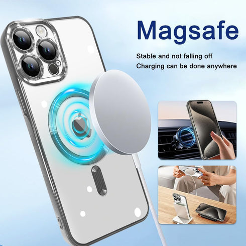 ZIYE iPhone 15 Pro Max Case - Luxury Clear Plating, Soft TPU Bumper, Full Camera Protection, MagSafe Compatible (6.7")