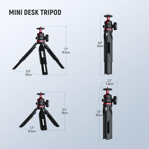 NEEWER 360 GM-2G Entry Level Version Mini Tripod for Camera, Small Desk Portable DSLR Webcam Cell Phone Mount Holder