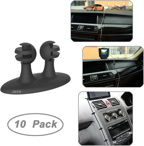 JOTO Car Cable Clip - 10 Piece Car Charger Mounts Cable Tie Holder for Desk Wall Cable Wire Organization
