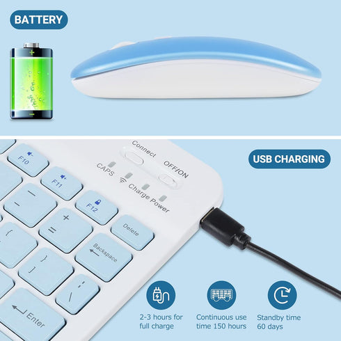 Wireless Bluetooth Keyboard and Mouse Combo, Ultra-Thin 2.4 GHz Wireless for iPad Pro/Air/9.7 & Other iOS Android