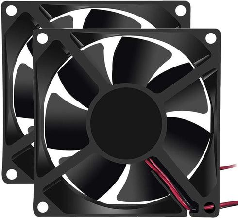 2Pcs 12V 80mm x 80mm x 25mm Brushless Cooling Fan, 3.14in 0.98in for PC Computer Case CPU Coolers