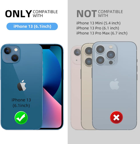 Mitywah Waterproof Case for iPhone 13, Heavy Duty Military Grade Protection with Built-in Screen Protector, 6.1 inch,
