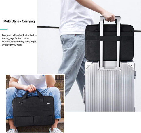 LANDICI 15.6 Inch Laptop Bag Carrying Case, Slim Waterproof Sleeve Cover for MacBook Pro, Black