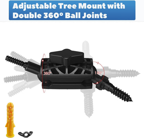 Adjustable Trail Camera Tree Mount: Game Camera Outdoor Mounting Bracket Holder with Double 360 Swivel Tilt Ball Joints, 1 Pack