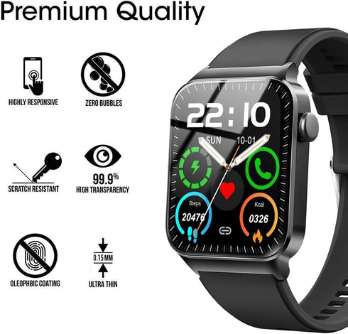 6 Pack Compatible with Donerton T50S 1.85" Smart Watch Screen Protector Film Compatible with Uaue T50H 1.85 inch Smartwatch Screen Protectors Foils Screen Cover Crystal Clear HD Anti-Scratch
