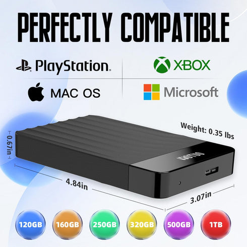 Portable External Hard Drive Storage Expansion Mobile HDD USB 3.0 for PC, Mac, Desktop, Laptop, PS4, PS5, Playstation, Xbox One X/S, Xbox 360, Xbox Series X/S, Office & Game (Black, 320GB) by YOTUO