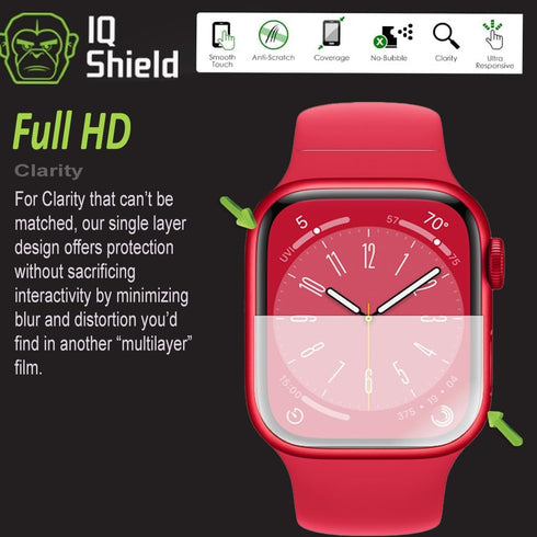 IQShield Screen Protector for Apple Watch Series 9/8/7 (45mm) Anti-Bubble Clear TPU Film (6-Pack)