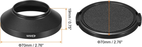 PATIKIL 43mm Lens Hood, Wide Angle Matte Surface Anti-reflective Inside Hood with Cap and Cleaning Cloth for Camera Lens, Black for Nikon, for Fujifilm, for Pentax, for Leica