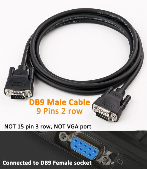 DTech 10ft DB9 to DB9 RS232 Serial Cable Male to Male Null Modem Cord for Computer Data Communication (Black)