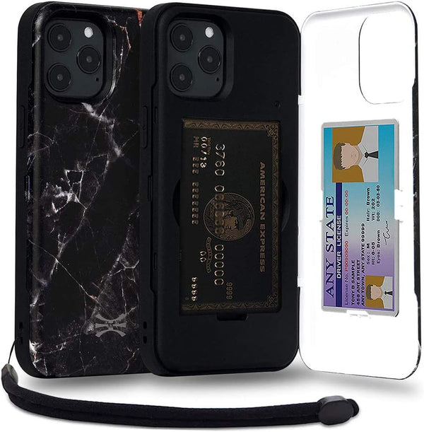 TORU CX PRO for iPhone 12 Pro Max Case, Wallet, Protective Shockproof Cover with Hidden Card Holder, Marble