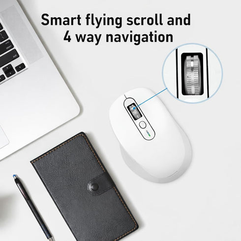 INFINMIND (BT1/BT2 2.4G 4-Way Wireless Bluetooth Mouse, Multi Device + USB) Mouse for Laptop, iPad & Mac, Scroll