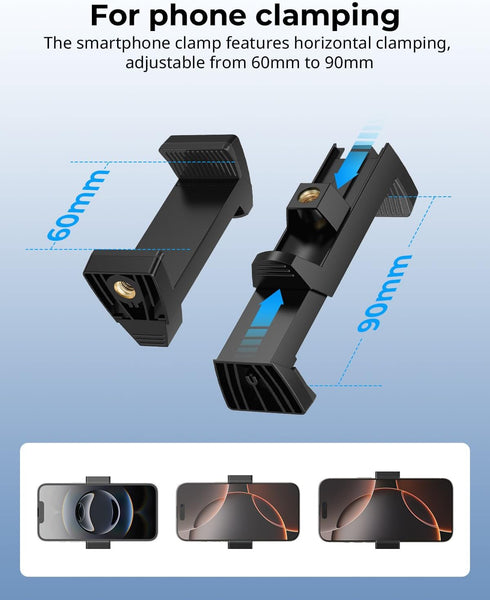 SMALLRIG 1/4" 3/8" 9.8 Inches 5326 Clamp w/ and Thread Holes, Adjustable Friction Power Articulating Magic Arm