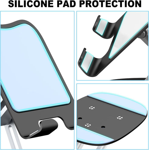 Cell Phone Stand, Fully Adjustable Foldable Desktop Holder, 360 Degree Rotating for iPhone 15 14 13 12 Pro, Blue