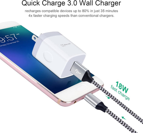 USB C Fast Charger Compatible with LG Stylo 4 5 6, G5 G6 G7 G8 V20 V30 V40 V50 V60 ThinQ, Velvet 5G, Wing 5G