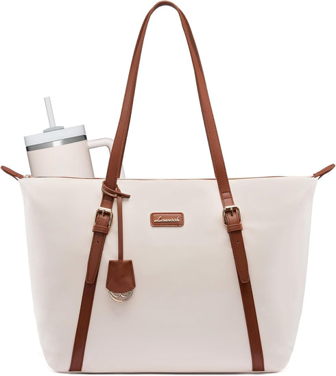 LOVEVOOK Laptop Tote Bag for Women, Lightweight Work Tote with Cup Holder,