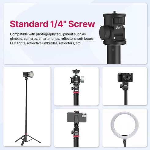 VIJIM MT-79 81" 1/4" 360 Pocket3 Extendable Photography Light Stand, Portable Adjustable Light Tripod with Screw, Ball
