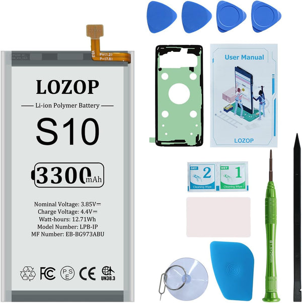 S10 Battery Replacement Kit for Samsung Galaxy S10 SM-G973U/U1/F/W/X, with Repair Tools Kit