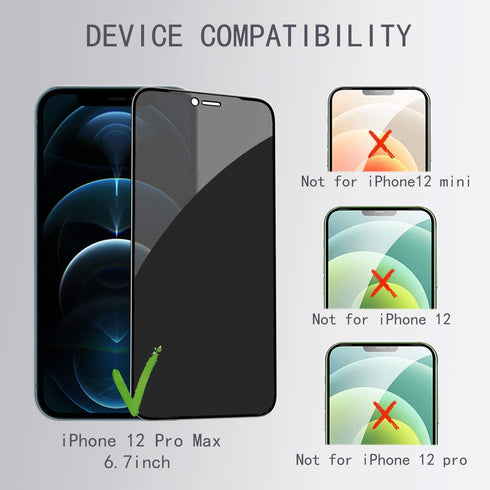 PEHAEL Privacy Screen Protector for iPhone 12 Pro Max with Camera Lens Protector, 2+2 Pack, 9H Hardness, Bubble Free
