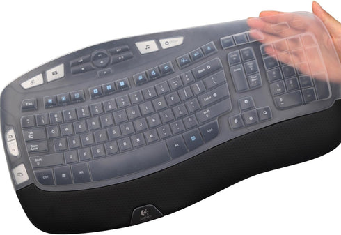 MUBUY Keyboard Cover for Logitech K350 Wireless Wave Keyboard, MK570 MK550 Accessories, Protective Skin-Clear