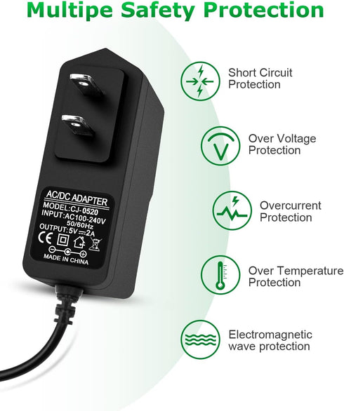 5V 2A 10W DC Power Supply Adapter, AC/DC Wall Plug Charger for Security Camera, Baby Monitor, USB Type C