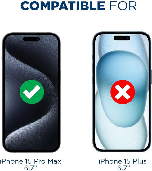Tech Armor Screen Protector for iPhone 15 Pro Max 6.7 inch - Ballistic Tempered Glass, Case Friendly, Sensor Protection, HD, 9H Hardness, 3 Pack + Bonus Camera Lens Protectors