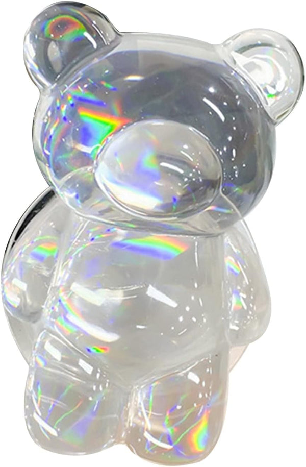 Transparent Mobile Phone Grip Stand | Bear Phone Folding Finger Stand, Easy Installation Smooth 3D Laser Phone Folding