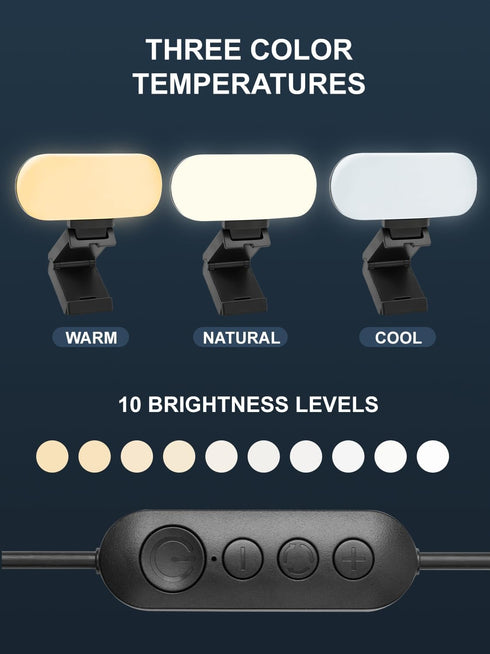 GLOUEN 3 10 Video Conference Lighting & Computer Light USB LED Panel for Laptop & Desktop, Plug-and-Play Webcam Light