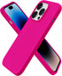 ORNARTO Slim Liquid Silicone Case for iPhone 14 Pro 6.1, Hot Pink, 3 Layers Full Covered Soft Gel Rubber Protective