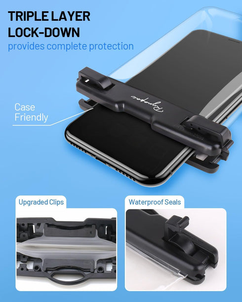 Waterproof Phone Pouch Bag, 7.5in Waterproof Case for Beach Travel, Lanyard Holder for iPhone 15 Pro Max Galaxy S23