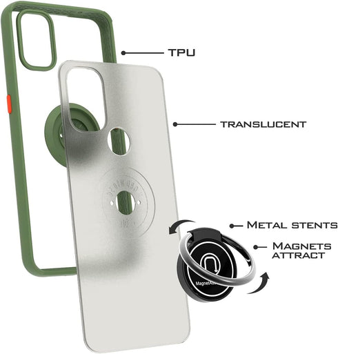 TJS OnePlus Nord N10 5G Case with Tempered Glass Screen Protector, Heavy Duty Protector Phone Case with Kickstand -