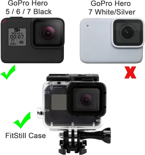 FitStill Double Lock Waterproof Housing for GoPro Hero 2018/7/6/5 Black, Protective 45m Underwater Dive Case